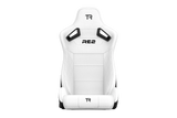 RE2 Dual-Lock Reclining Sim Racing Seat - White Diamond-Stitched Leather-Style
