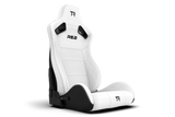 RE2 Dual-Lock Reclining Sim Racing Seat - White Diamond-Stitched Leather-Style