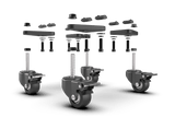 Universal Commercial-Grade Caster Wheels with Brake & Mounting Brackets (Set of 4)